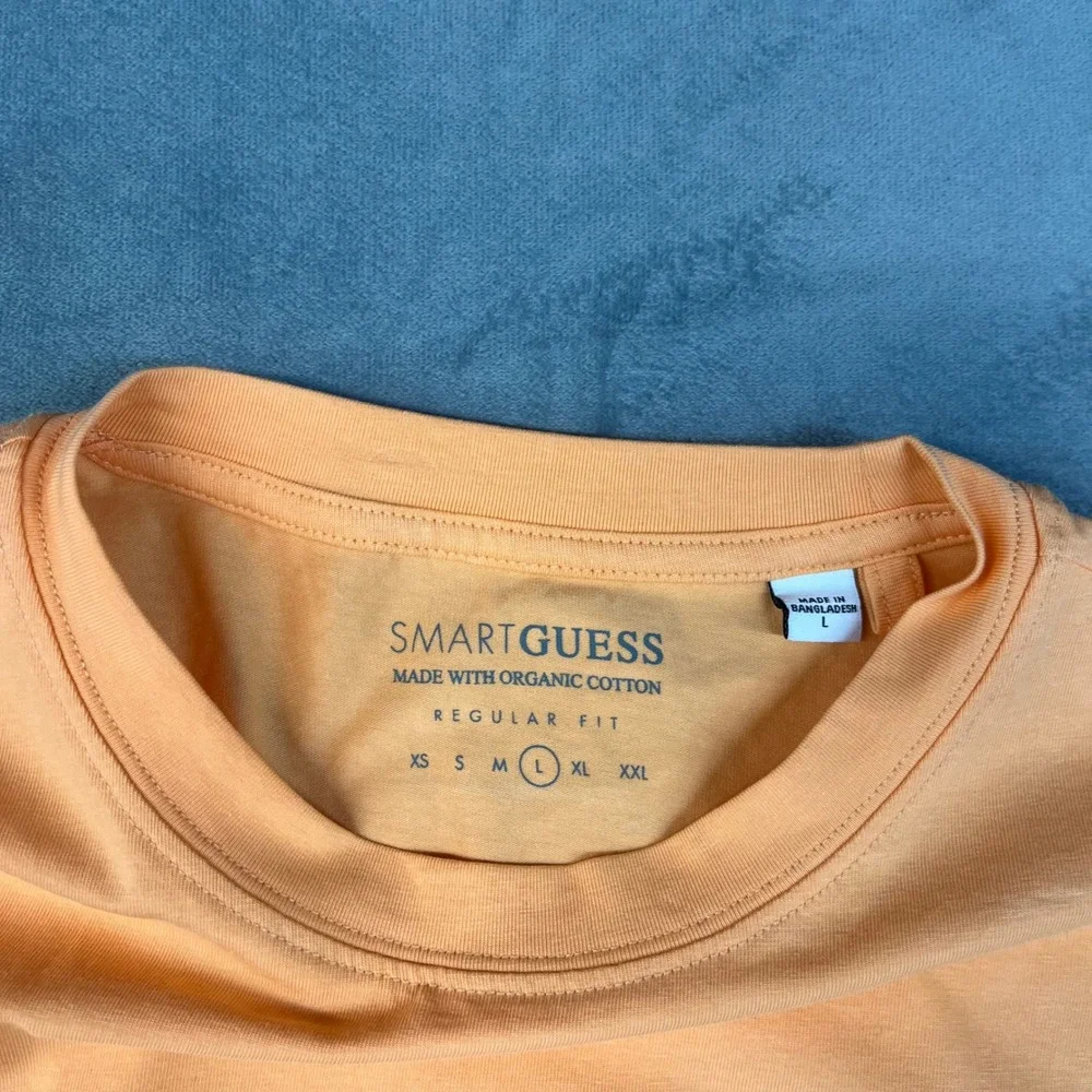 NWT Guess Men's T-Shirt Size Large Orange Logo SmartGuess Cotton Tee - Picture 3 of 10